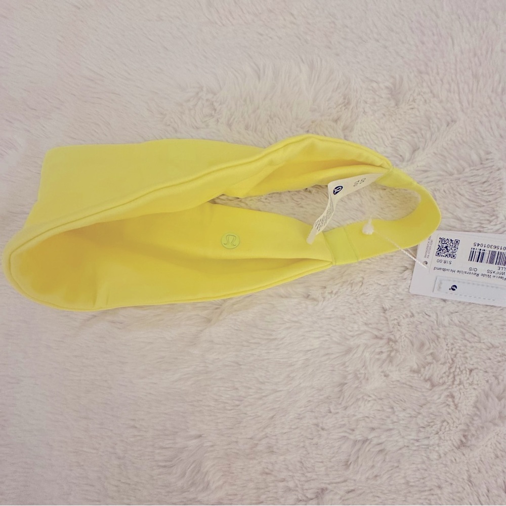 NWT Lululemon Wide Reversible Fleece Headband Electric Yellow - Picture 6 of 7